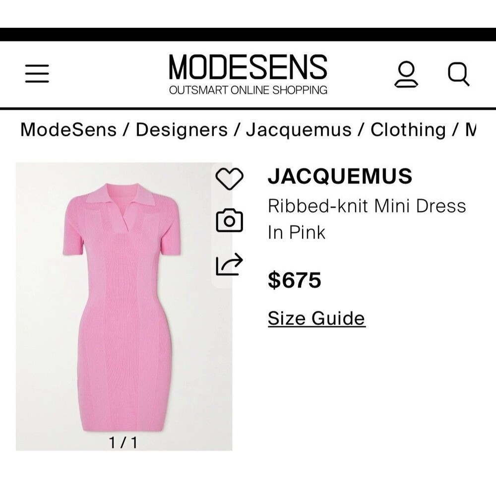 Jacquemus Ribbed Knit Mini Dress Size EU40 US 8 Pink Open Back Collared SS - Picture 4 of 10